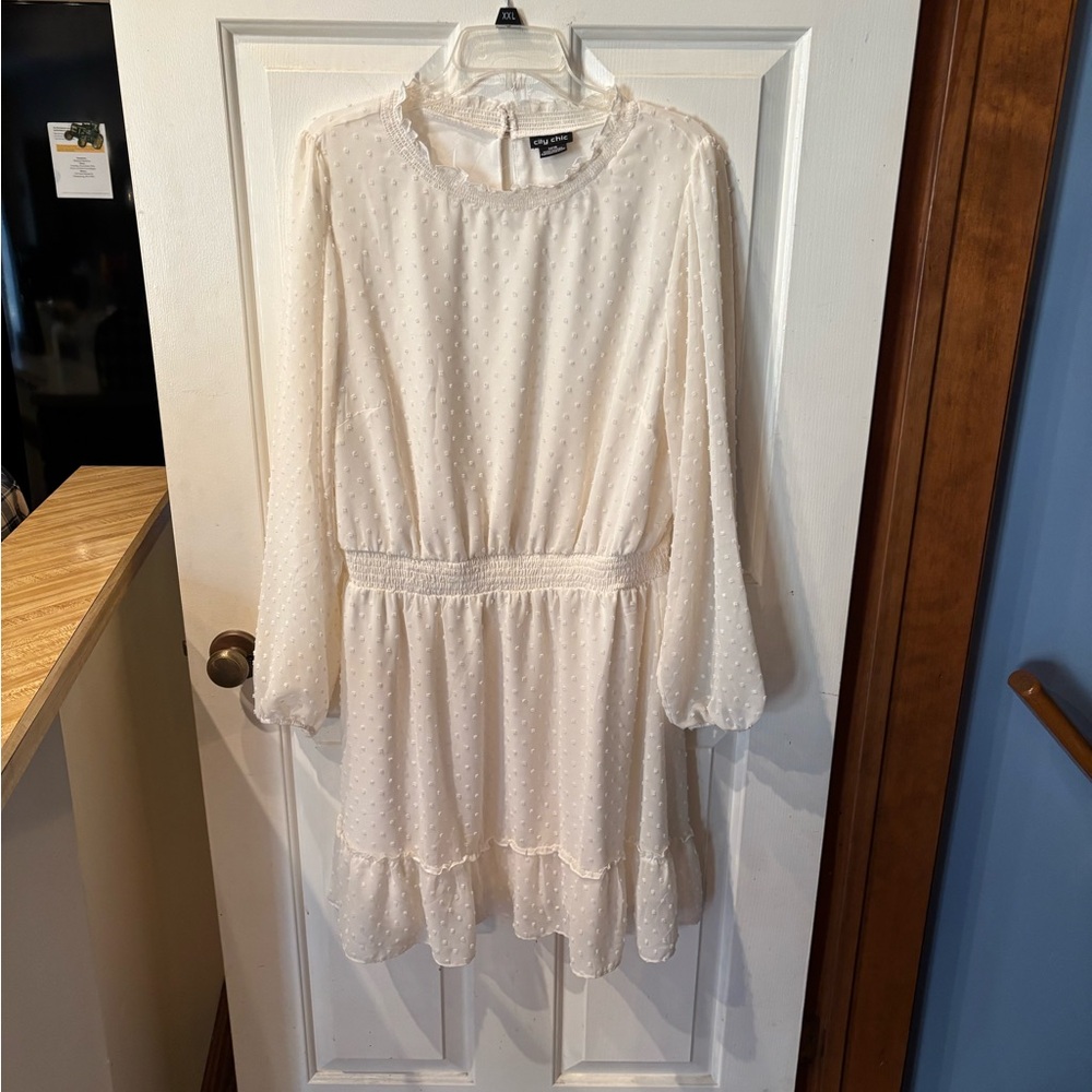 City Chic White Textured Dress